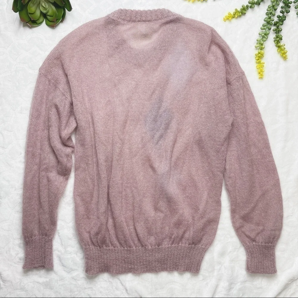 Vintage 80s Aspiring New Zealand Mohair Pullover Argyle Sweater Rapaki Mahana L